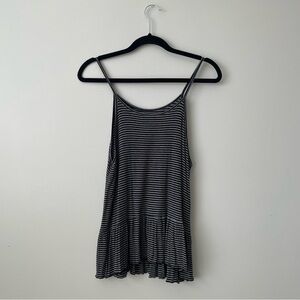 AE Striped Black and Gray Women's Top